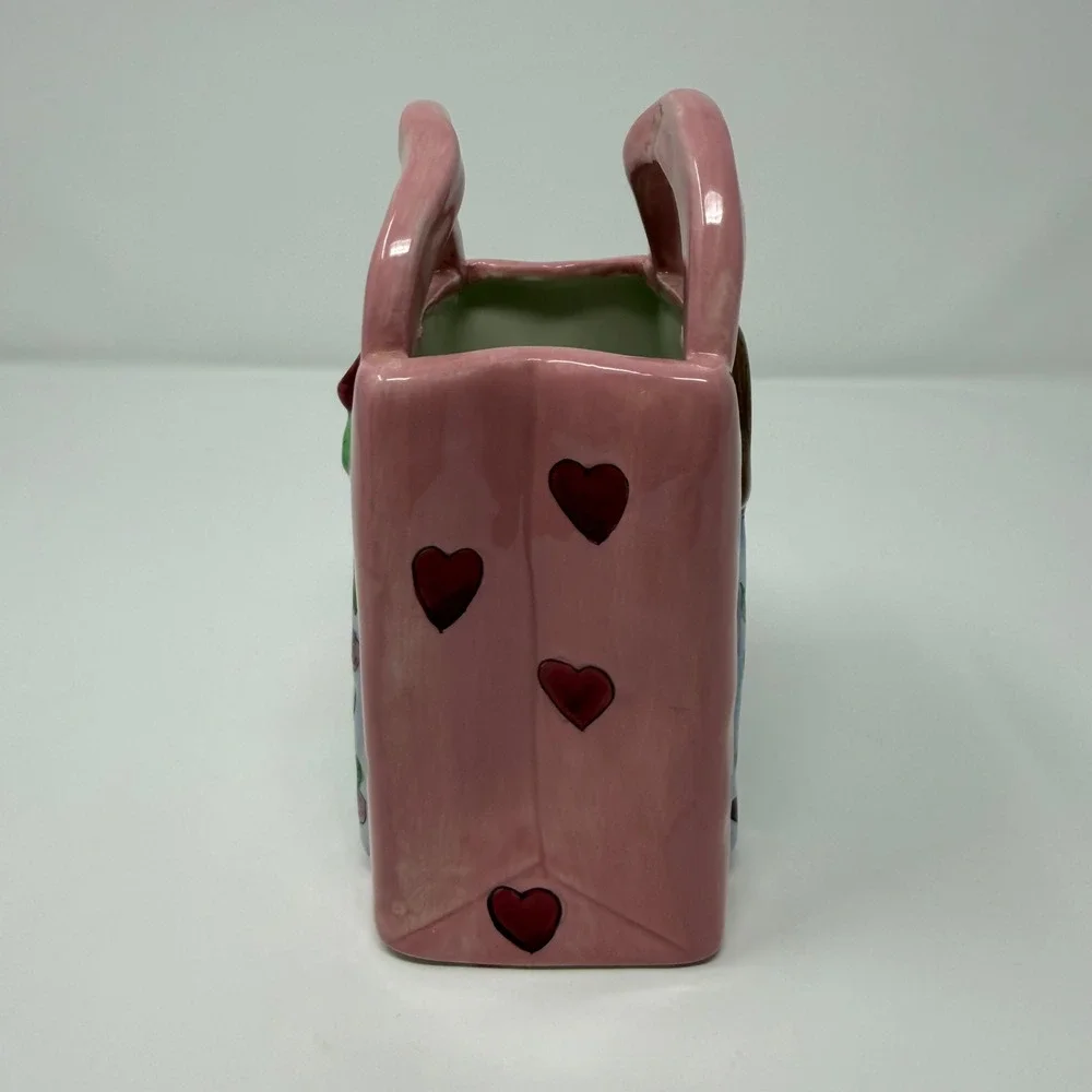 Vintage Bella Casa Pamela Purse Vase‎ Susan Paley Ganz Pink Heart Girl Plantar
